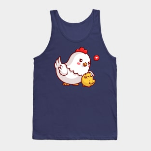 Cute Mom Chicken And Chick Cartoon Tank Top